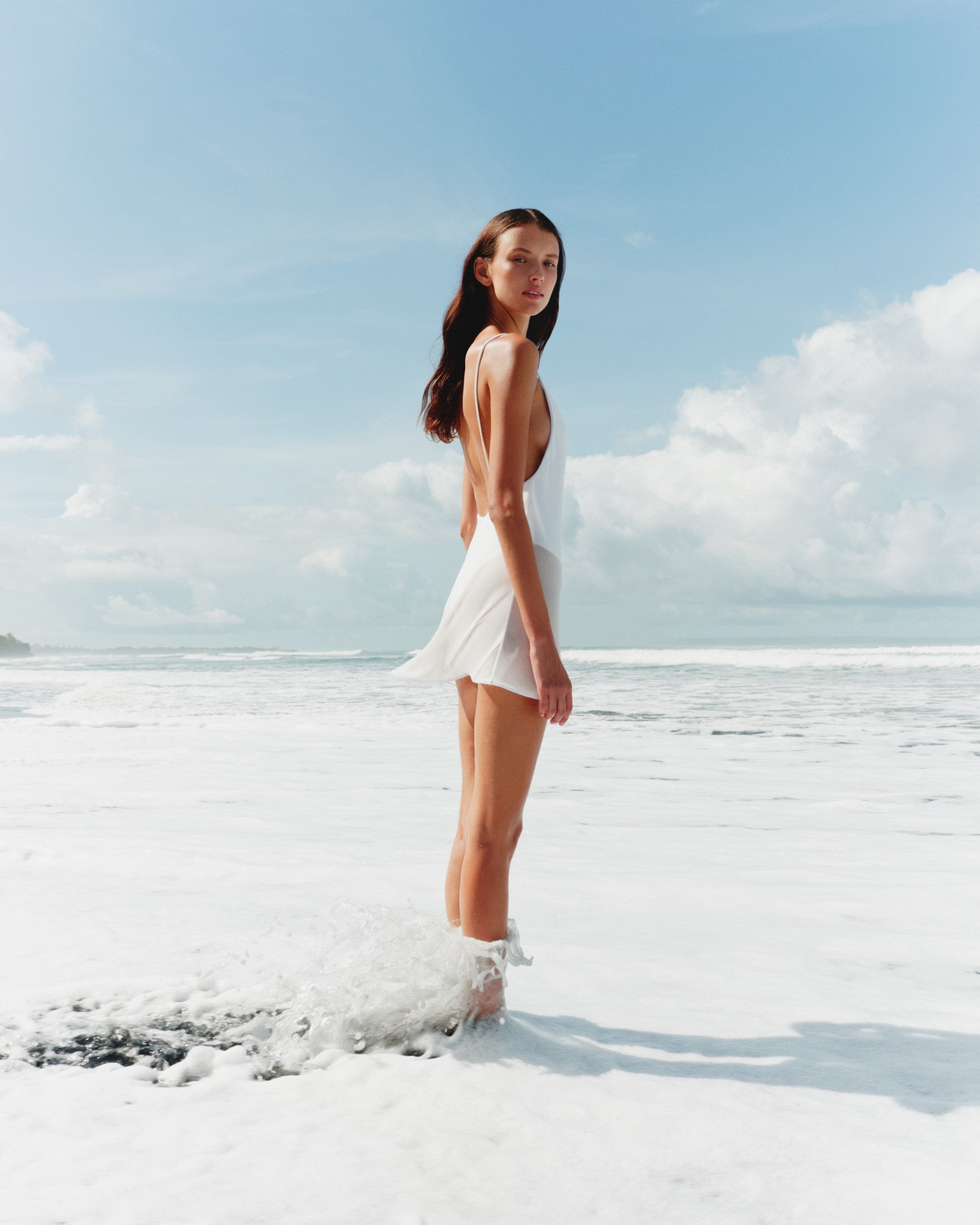 Built-in Swimsuit Chiffon Mini Dress