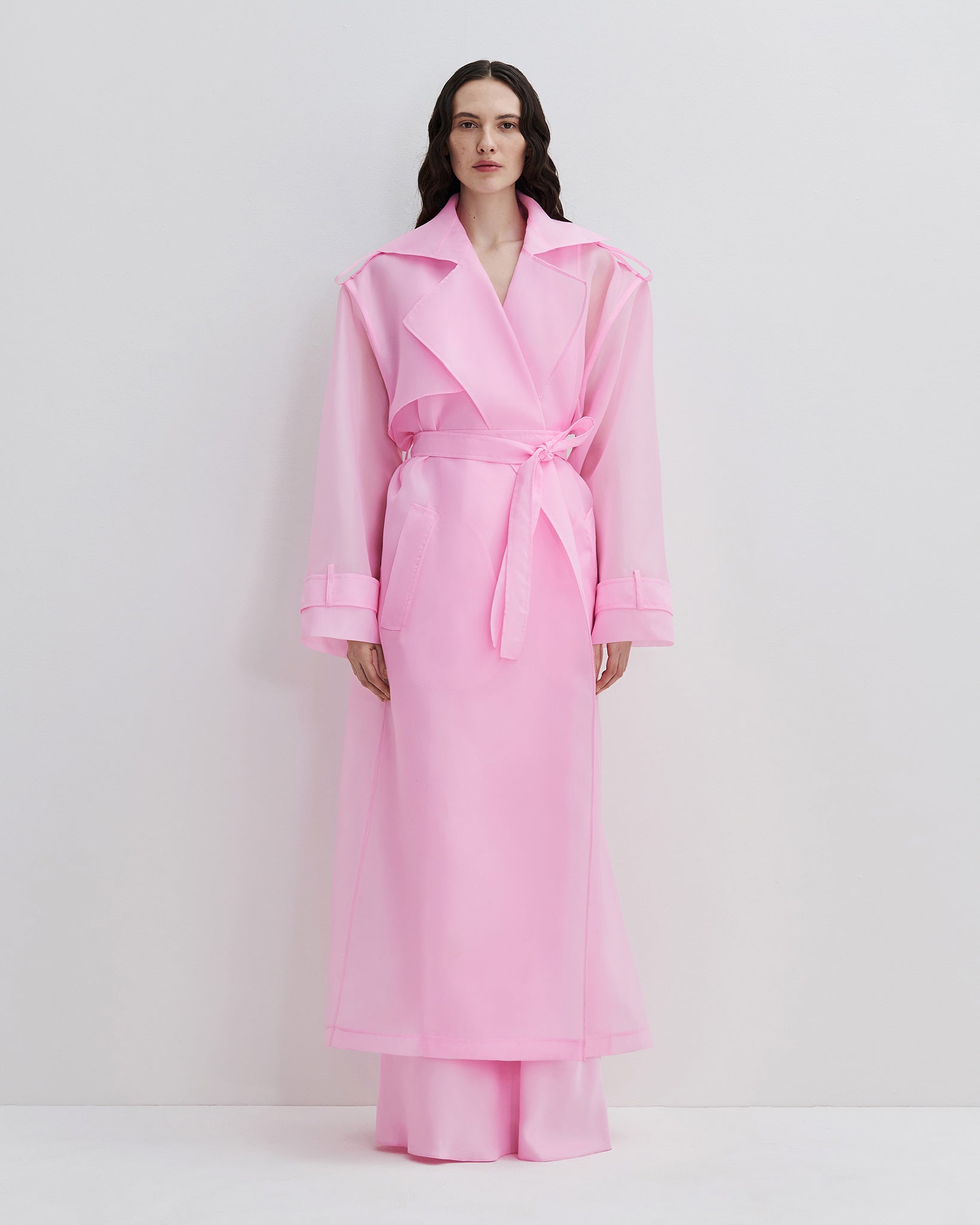 新品 deres weightlessness silk trench coat Organza Trench Coat in Pink – SELEZZA LONDON