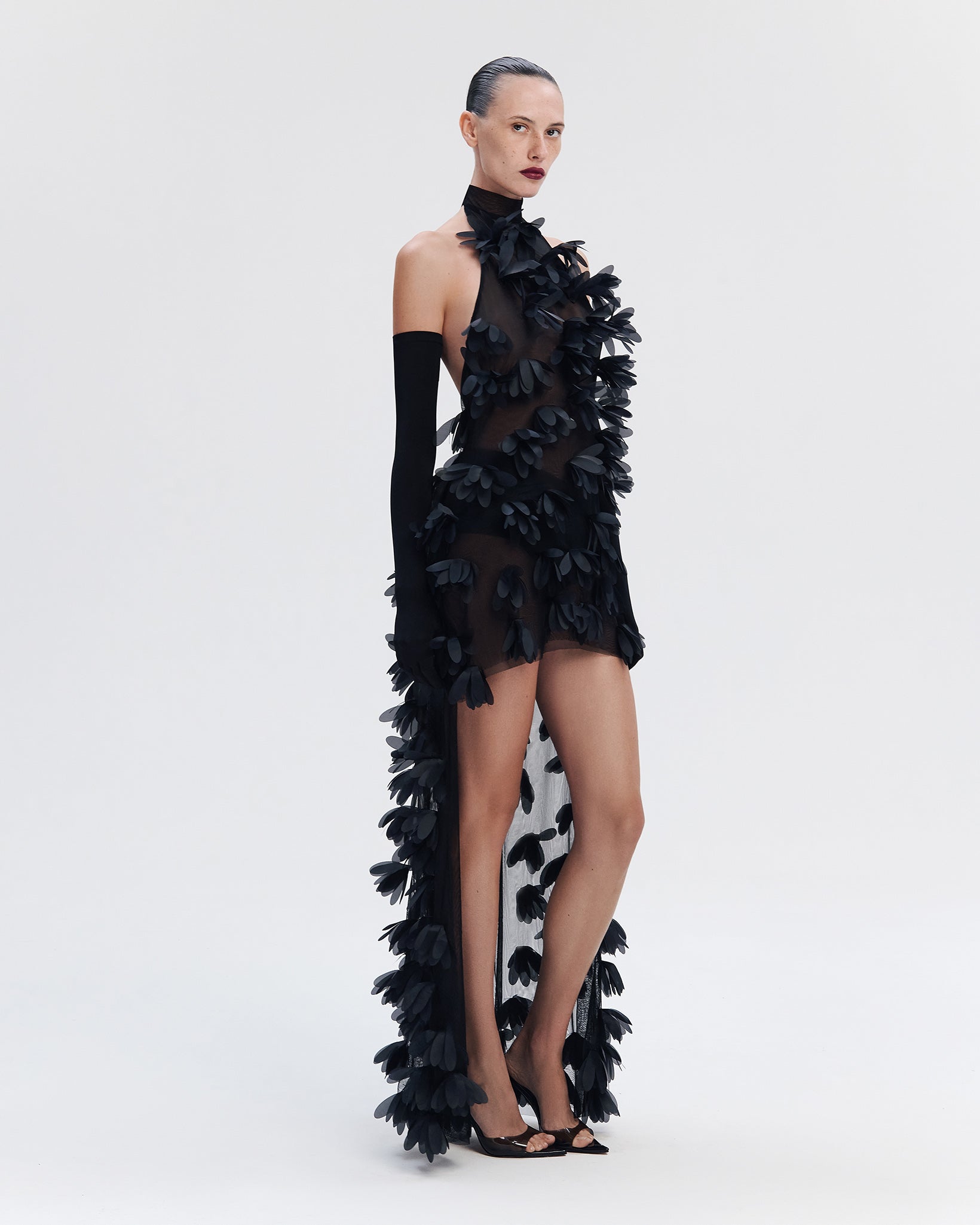 Asymmetrical Floral-Embroidered Dress Asymmetrical Floral-Embroidered Dress