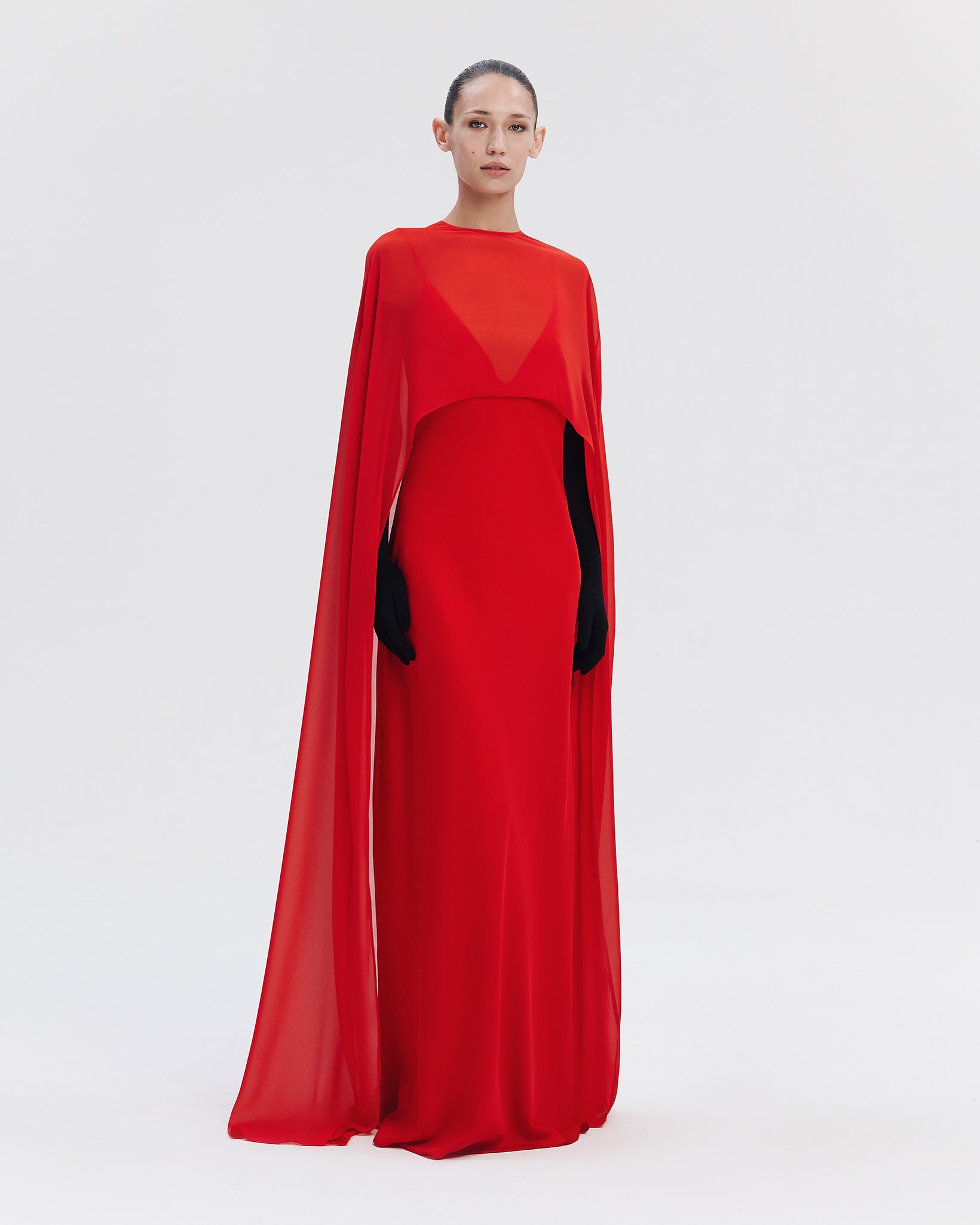 sachin and babi light blue dress Chiffon Cape Overlay Ribbed Dress. Style FL219203 – PackersFashion main image 1