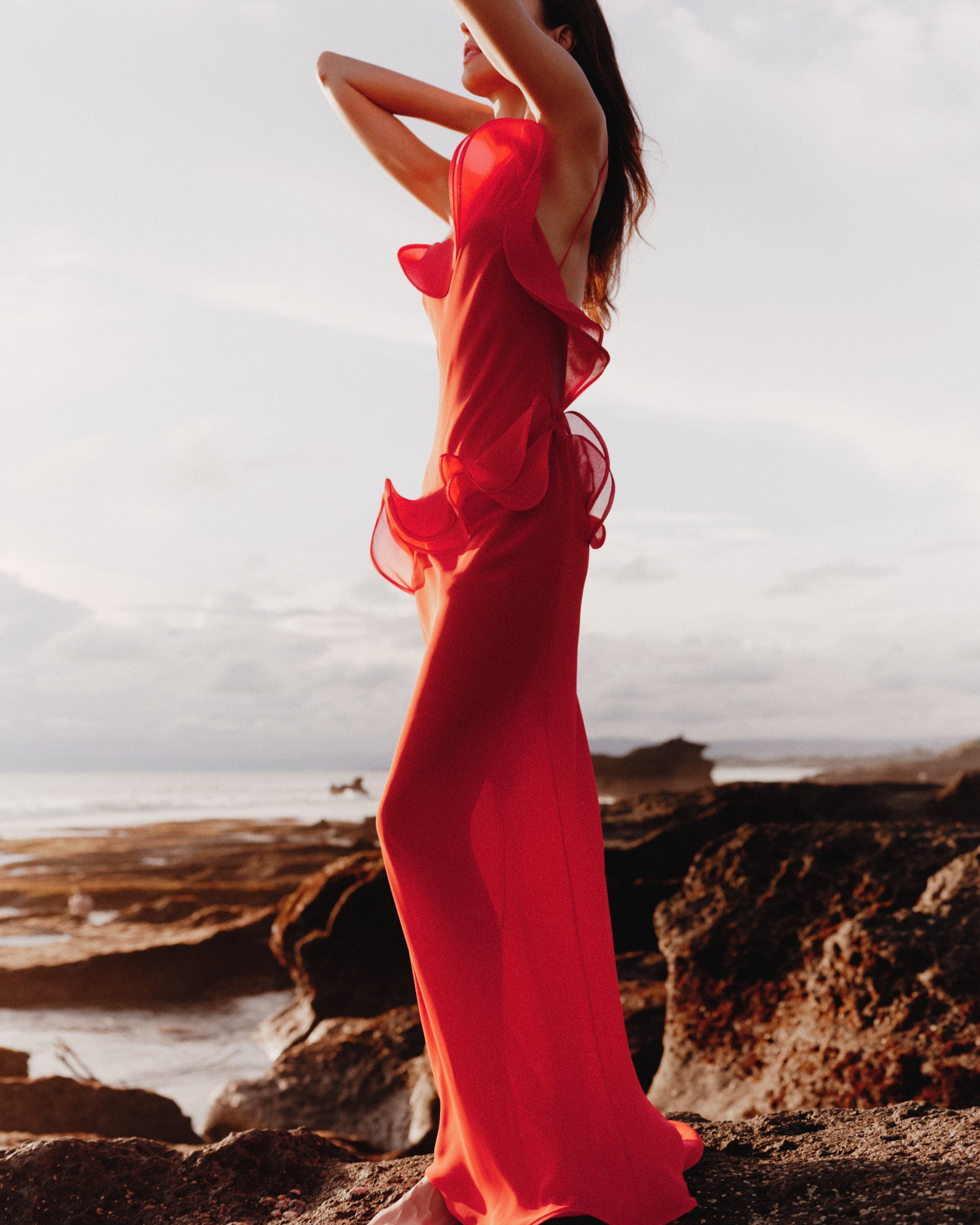 red chiffon dress uk Chiffon Maxi Dress in Red