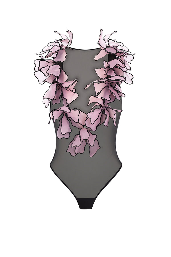 Floral Appliqué Bodysuit in Pink