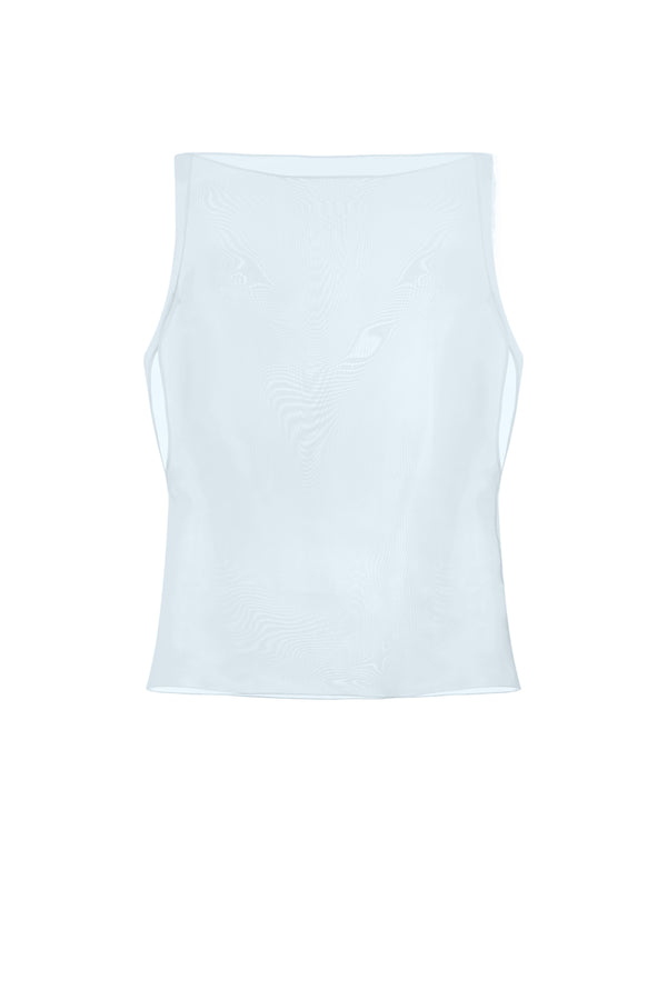 Asymmetric Organza Top in Blue