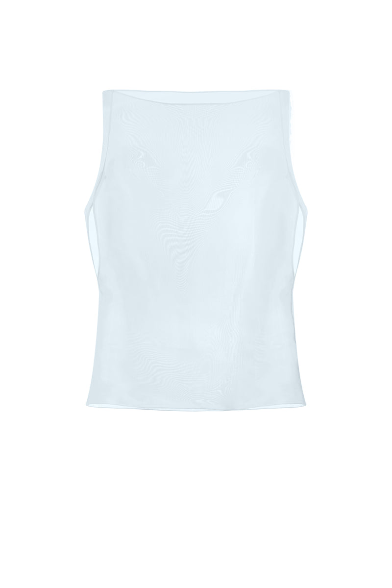 Asymmetric Organza Top in Blue