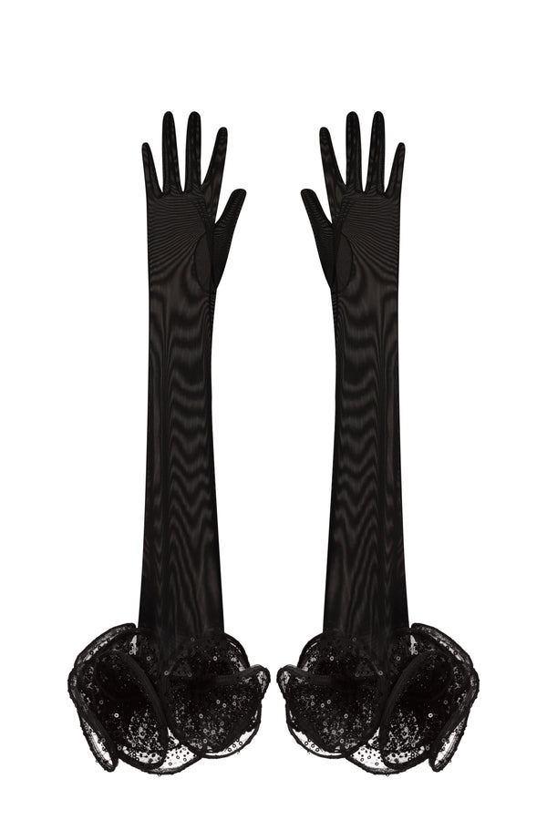 Beaded Tulle Gloves