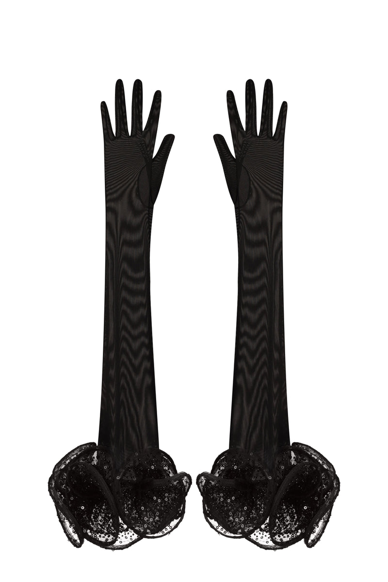 Beaded Tulle Gloves