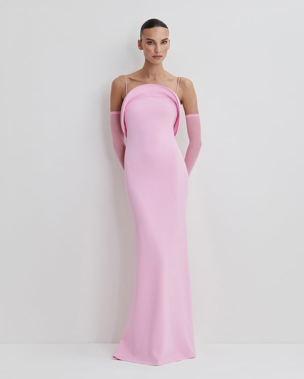 Tailored Stretch-Fit Maxi Dress in Pink
