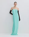 Micro-Pleat Maxi Dress in Blue