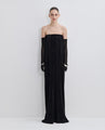 Micro-Pleat Maxi Dress in Black