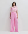 Asymmetric Organza Top in Pink