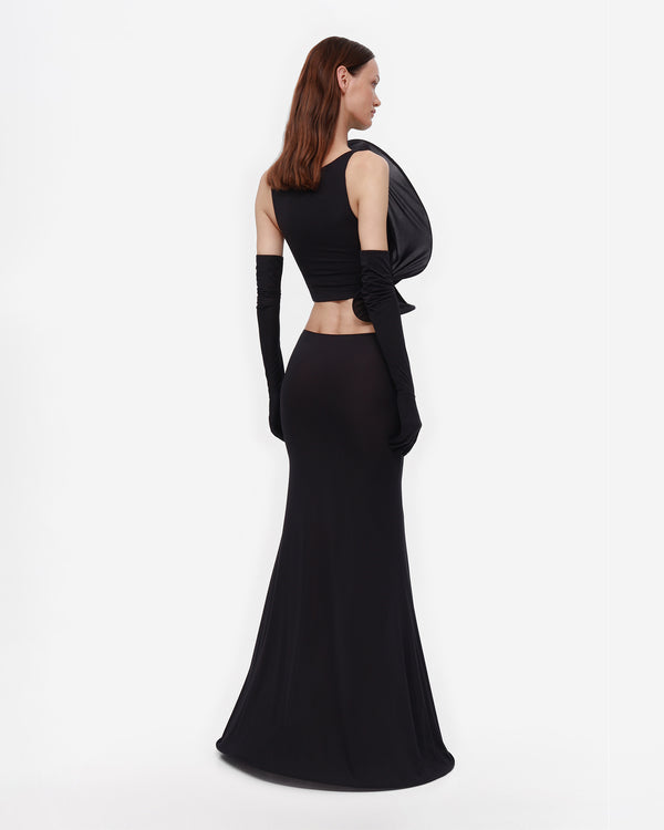 Curved Maxi Skirt in Black