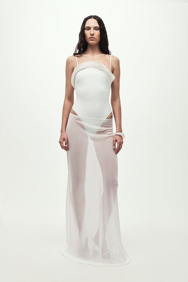 Sculpted Wave Swimsuit in White