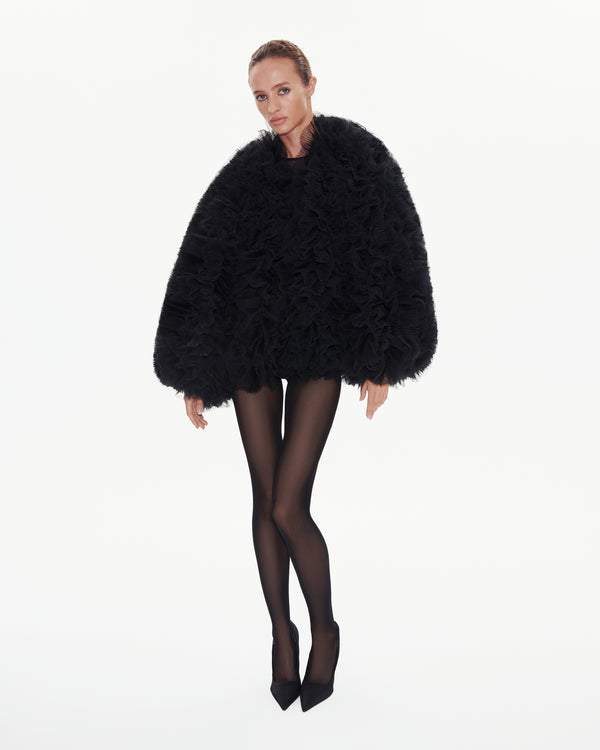 Fleur Tulle Bomber in Black