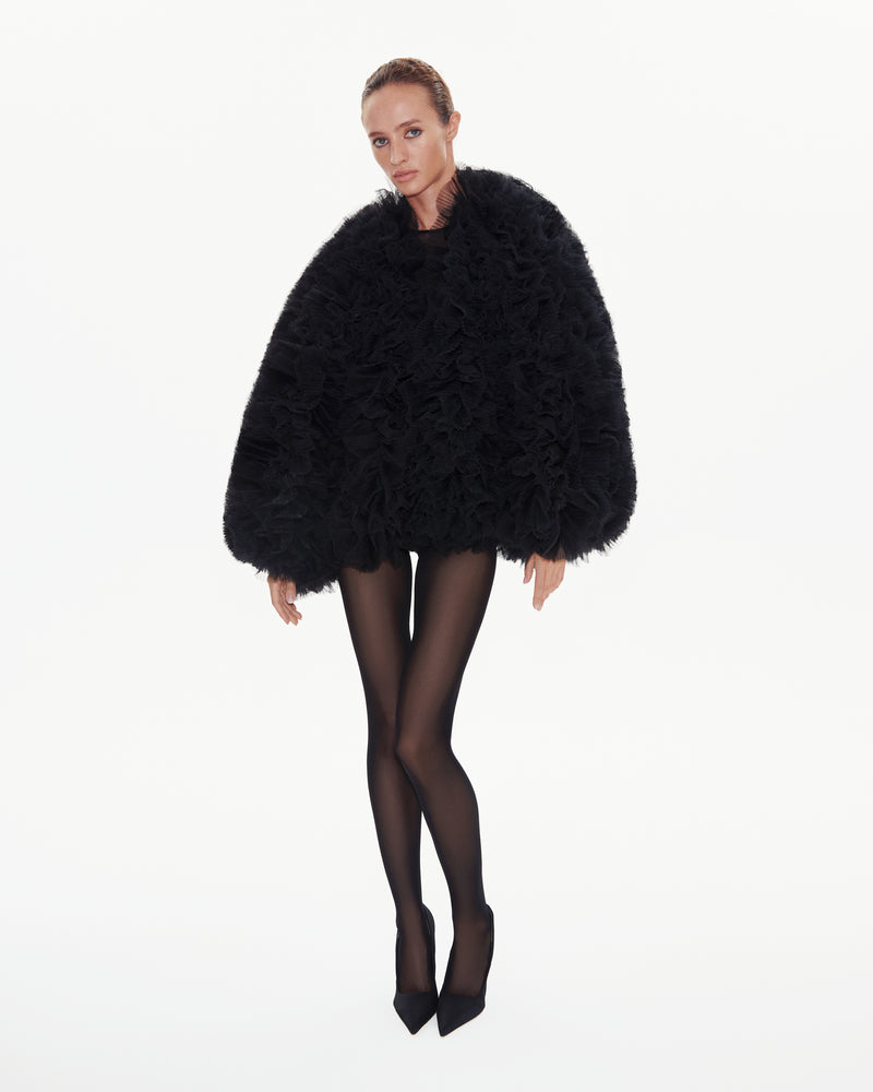 Fleur Tulle Bomber in Black