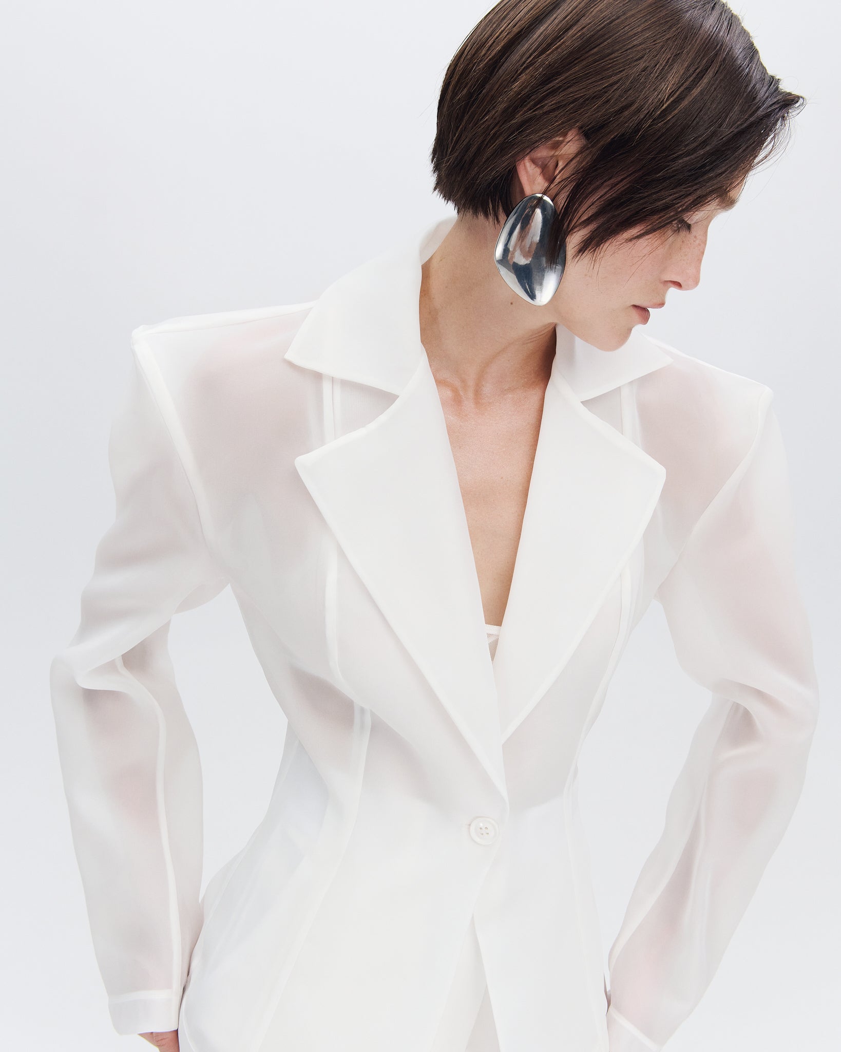 Sheer Organza Jacket in White – SELEZZA LONDON