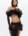 Beaded Ruffle Satin Top