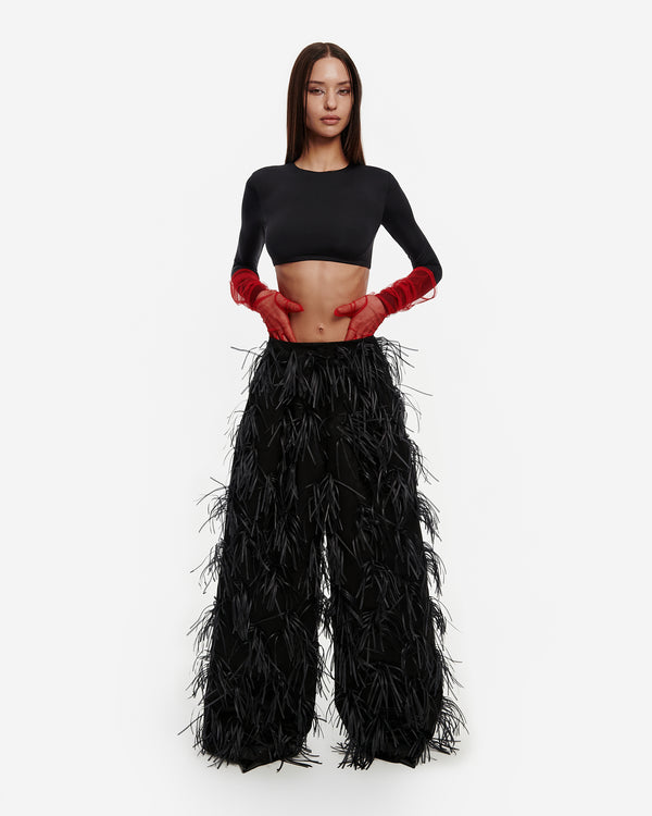 Floral-Appliqué Trousers