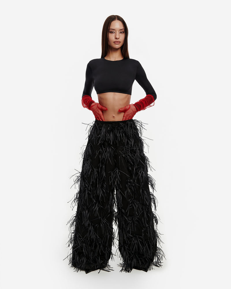 Floral-Appliqué Trousers