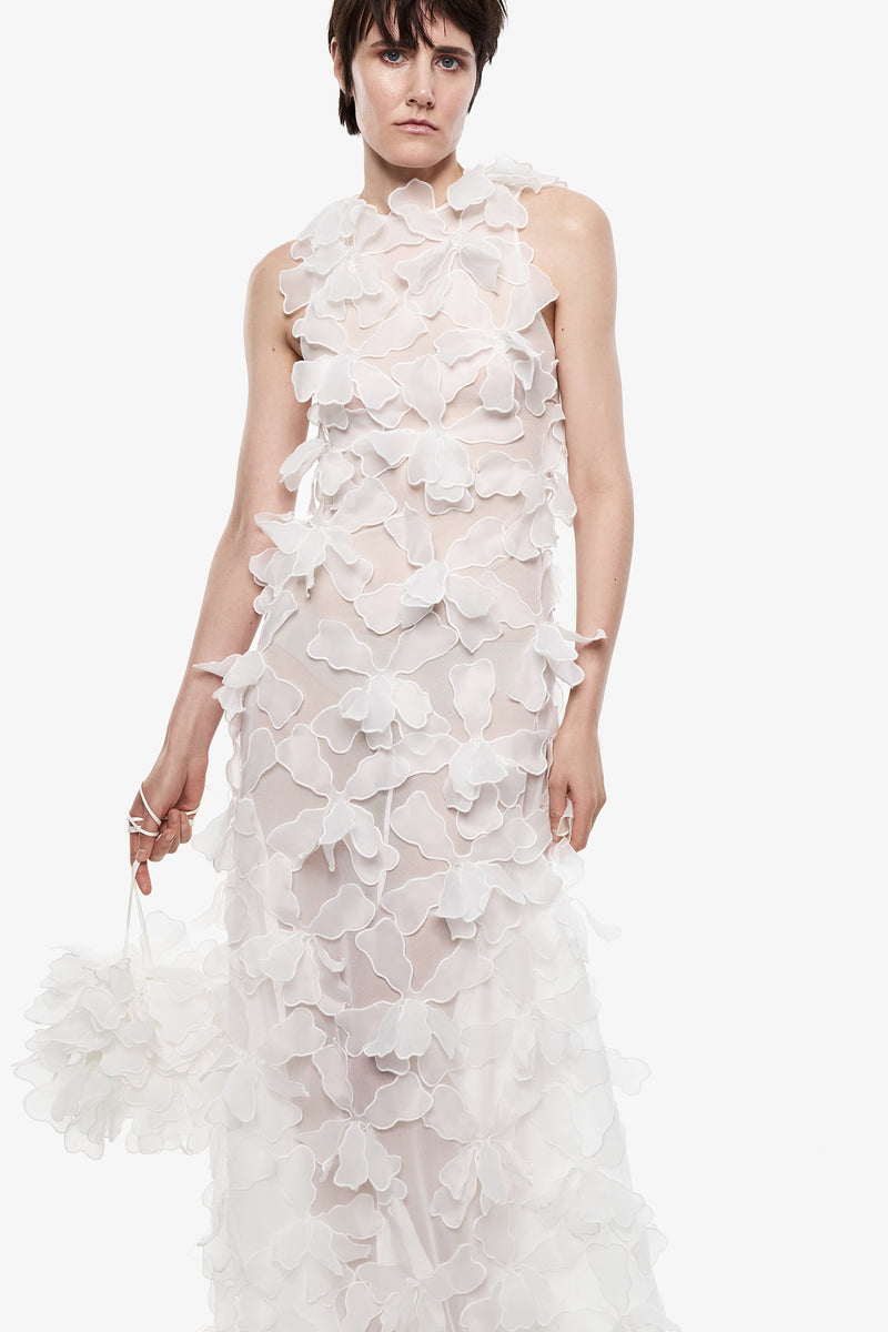 Petal Appliqué Bag in White