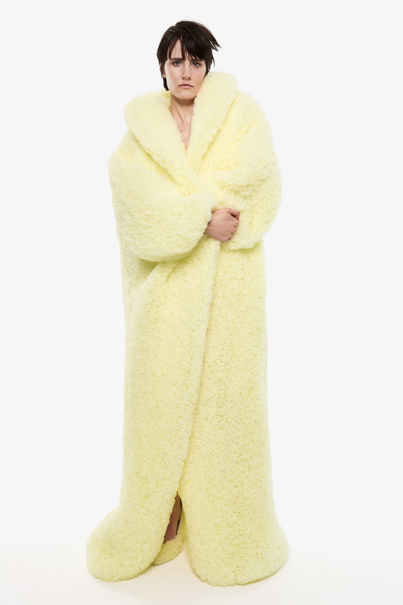 Tulle Statement Maxi Coat in Yellow