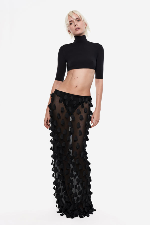Satin Floral Maxi Skirt