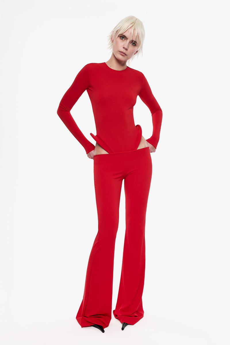 Stretch-Fit Trousers in Red