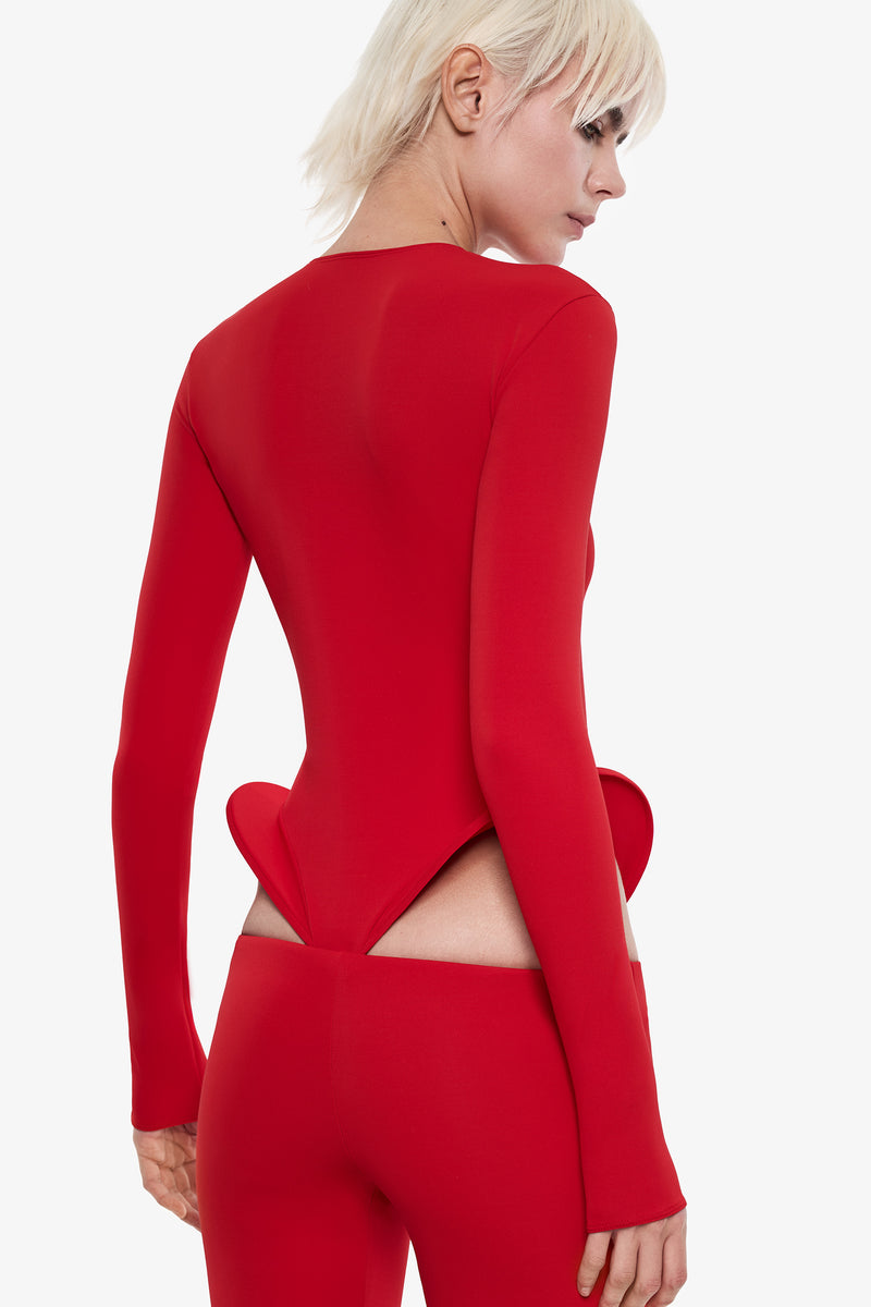 Contoured Hip Bodysuit in Red