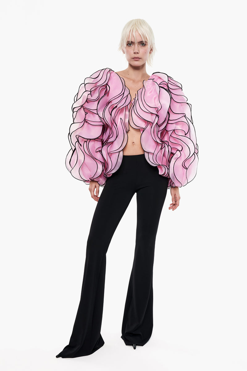 Organza Leaf Bomber in Pink