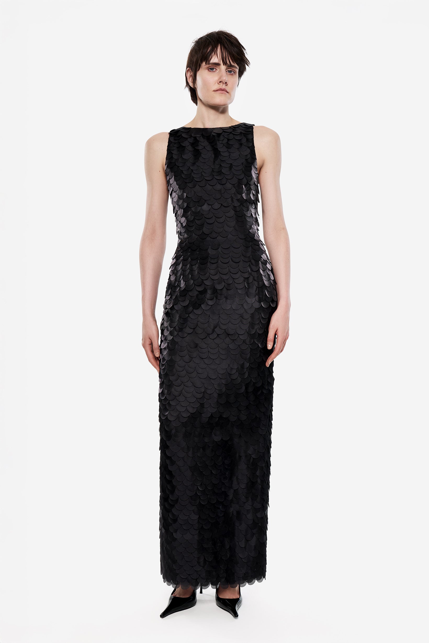 Scale-Detail Midaxi Dress in Black Scale-Detail Midaxi Dress in Black