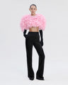 Floral-Appliqué Cape Top