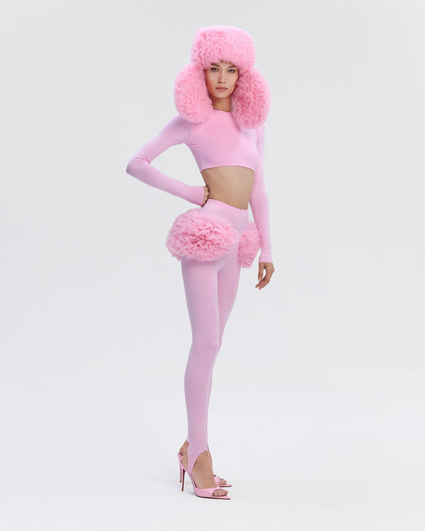 Stretch-Fit Leggings with Tulle Overlays