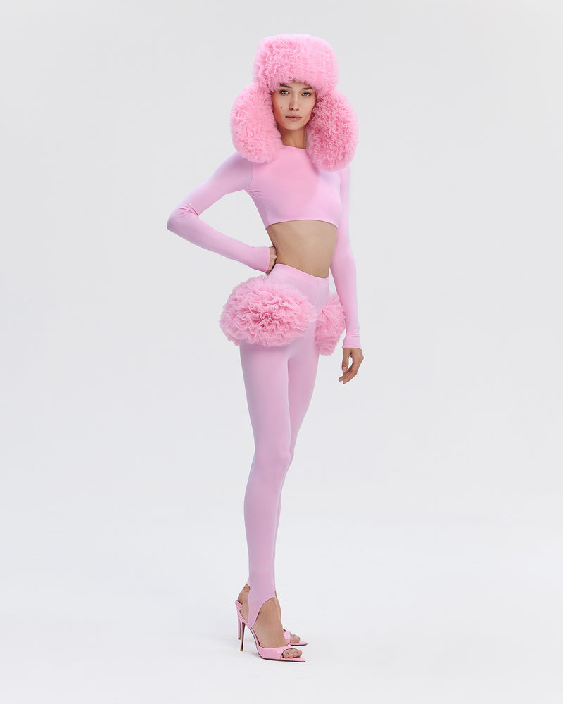 Stretch-Fit Leggings with Tulle Overlays