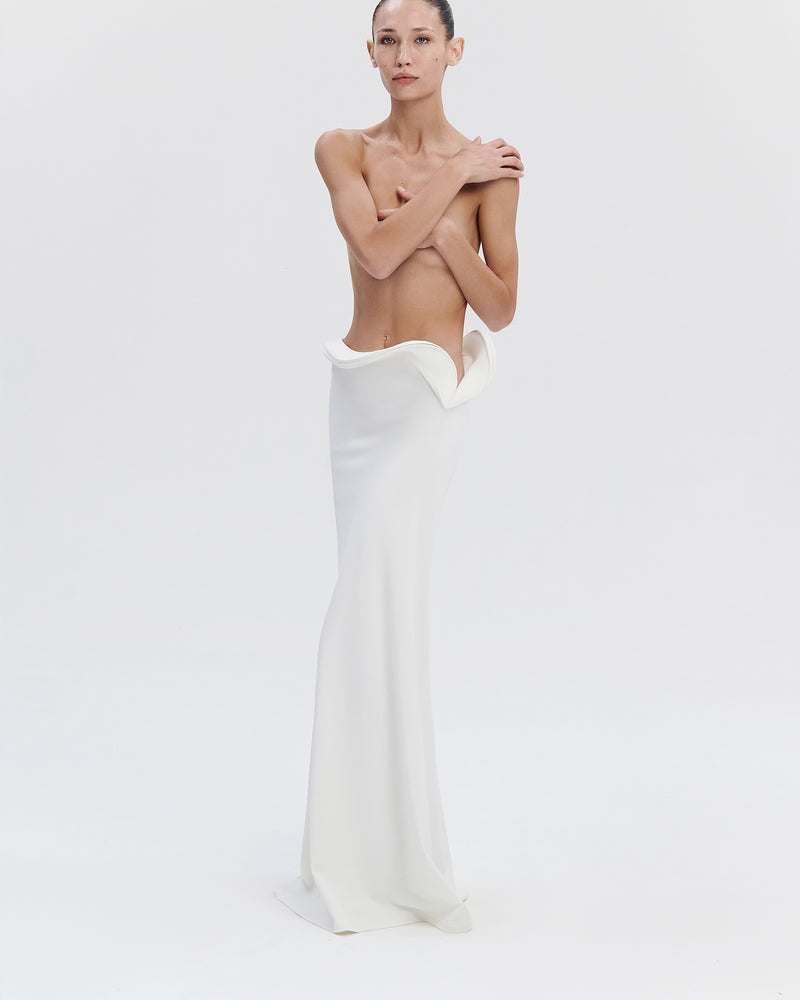 Stretch-Fit Maxi Skirt in White