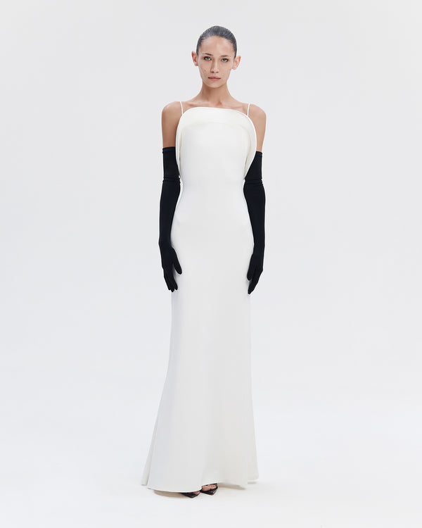 Tailored Stretch-Fit Maxi Dress in White