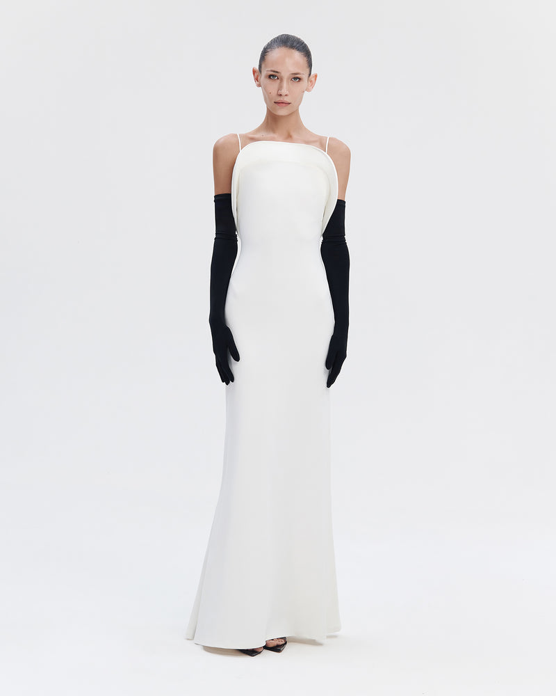Tailored Stretch-Fit Maxi Dress in White